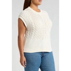 NWT‎ Madewell Women's Patchwork Sweater Vest Size 3X Antique Cream Knit